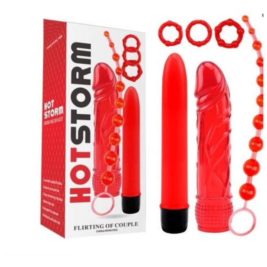 Set 6pzs Dildo Consolador/plug/anillo/extensor/vibrador Plus