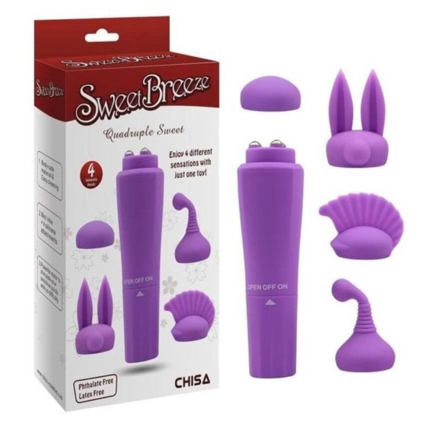Vibrador cabezal intercambiable Quadruple Sweet Textura Suave - Imagen 3