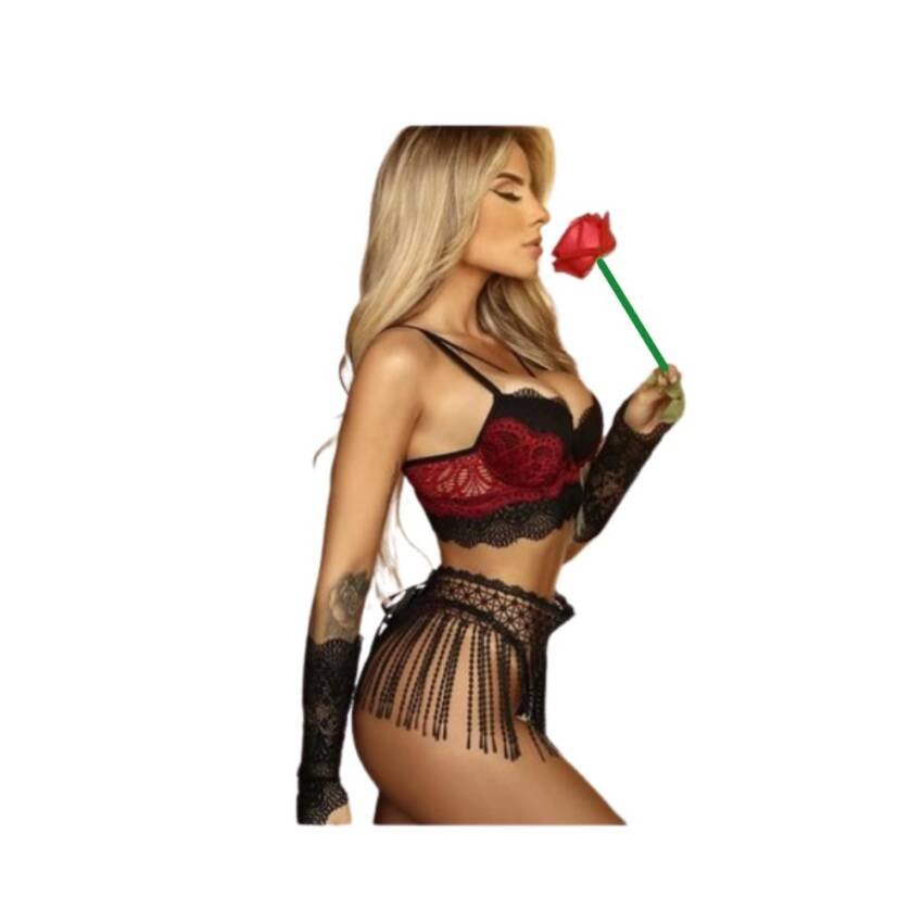 Lenceria Sexy  cinturilla con flecos bordada 5pzs - Imagen 4
