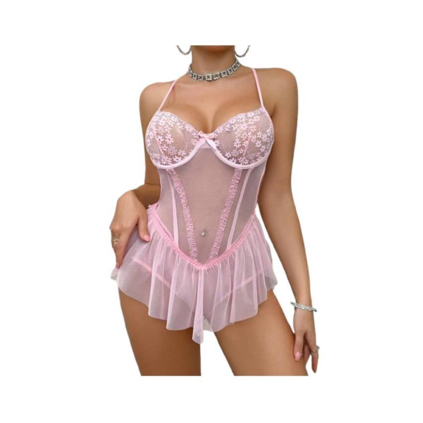Lencería Sexy De Encaje, Parches y espalda descubierta Mujer - Imagen 3