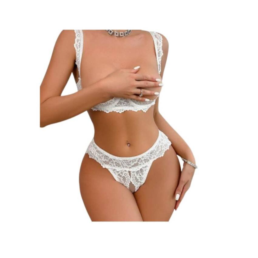 Lencería Ropa Interior Sexy con encaje de contraste aros 2pz