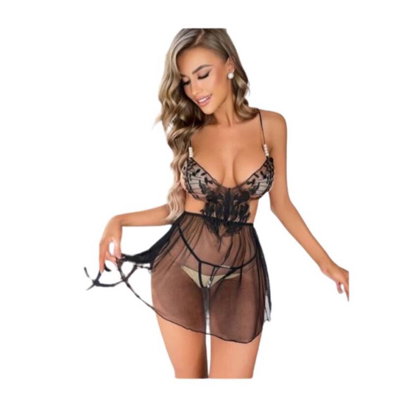 Lenceria Transparente Sexy Babydolls slip con malla 2023 - Imagen 2