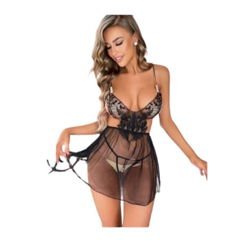 Lenceria Transparente Sexy Babydolls slip con malla 2023 - Imagen 4