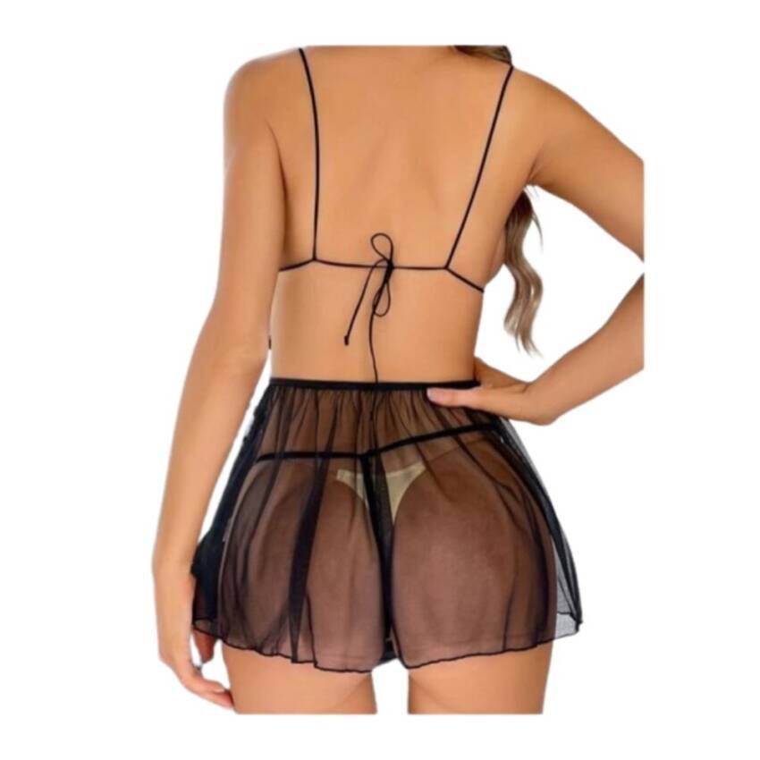 Lenceria Transparente Sexy Babydolls slip con malla 2023 - Imagen 5