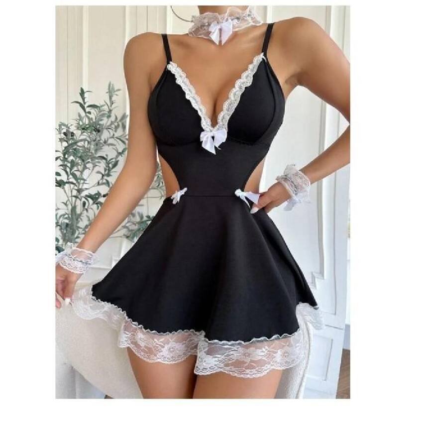 Set de Lenceria con encaje Mucama Sexy 5pzs - Imagen 3