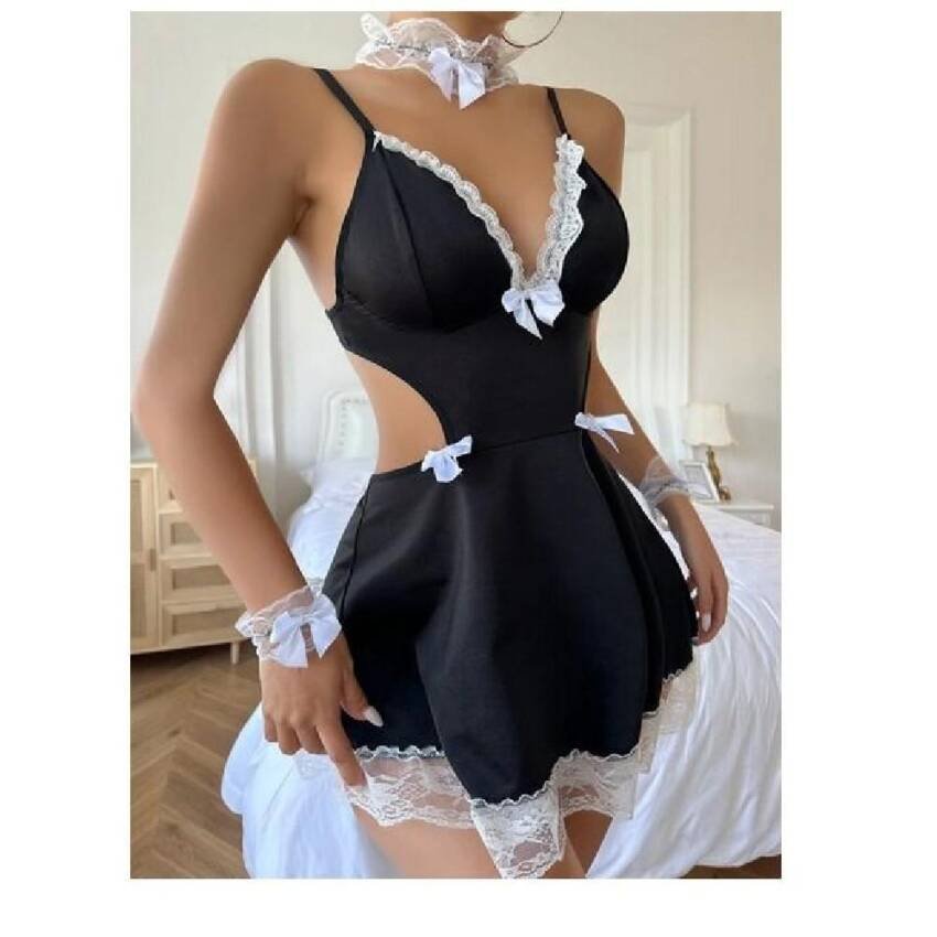 Set de Lenceria con encaje Mucama Sexy 5pzs - Imagen 4