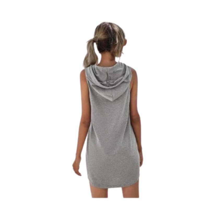 Vestido Deportivo Corto Suelto Sin Manga Con Capucha Verano - Imagen 4