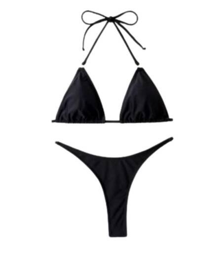 Traje Baño Bikini Hilo Detalle Piedra Roja Trasera Rubi