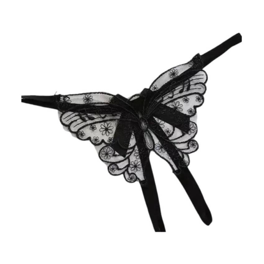 Tanga Colale Sexy Entrepierna Bordado Mariposa Lazo Encaje - Imagen 3