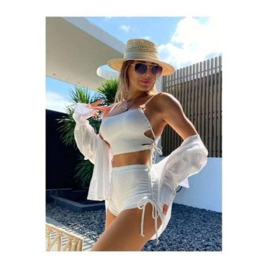 Traje Baño Tiro Alto Top Short Ajustable Diseño 2023 Sexy