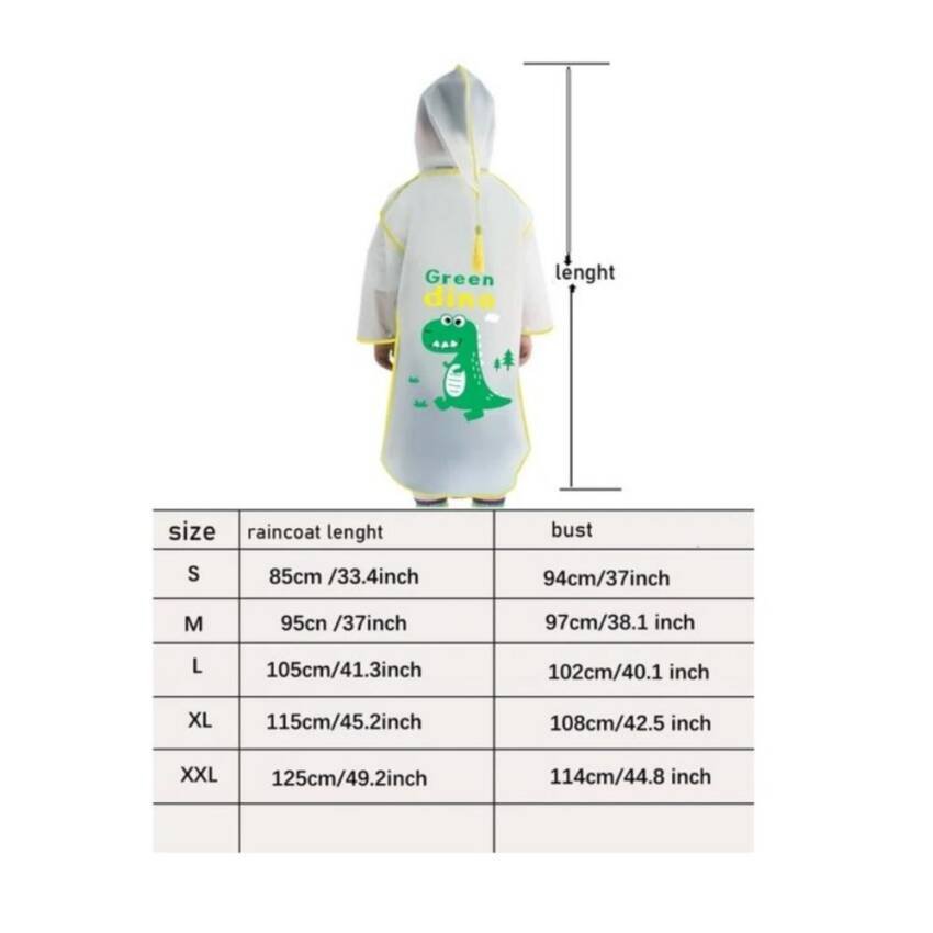 Poncho Niño Capa Impermeable Portátil Lluvia Dinosaurio - Imagen 4
