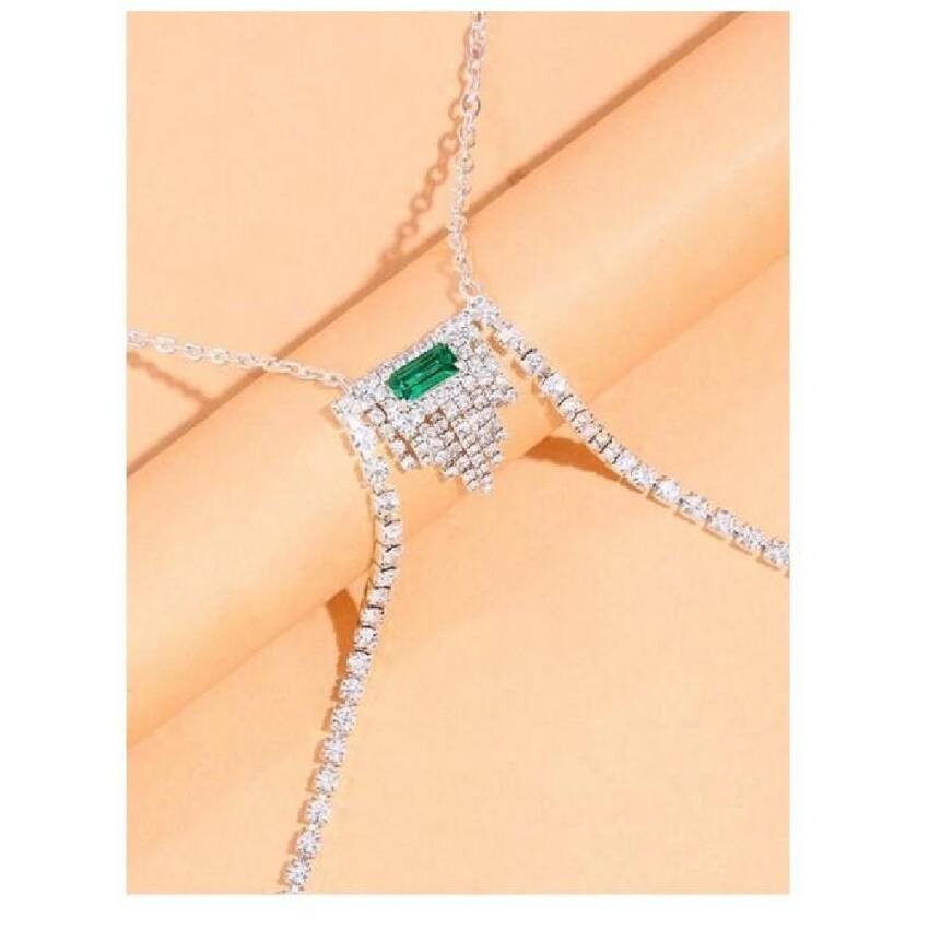 Collar De Cadena Pecho Cuerpo Bijini Mujer Diseña Diamante - Imagen 3