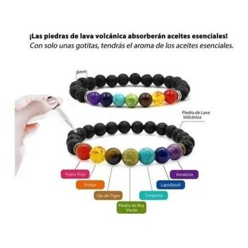 Pulsera Piedras Naturales 7 Chakras Quita Mala Vibra Eneria - Imagen 2