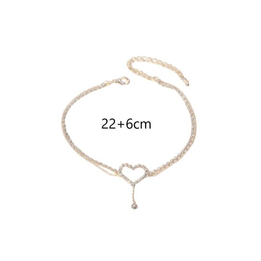 Pulsera Tobillera  con diamante de imitación con adorno de corazón - Imagen 2