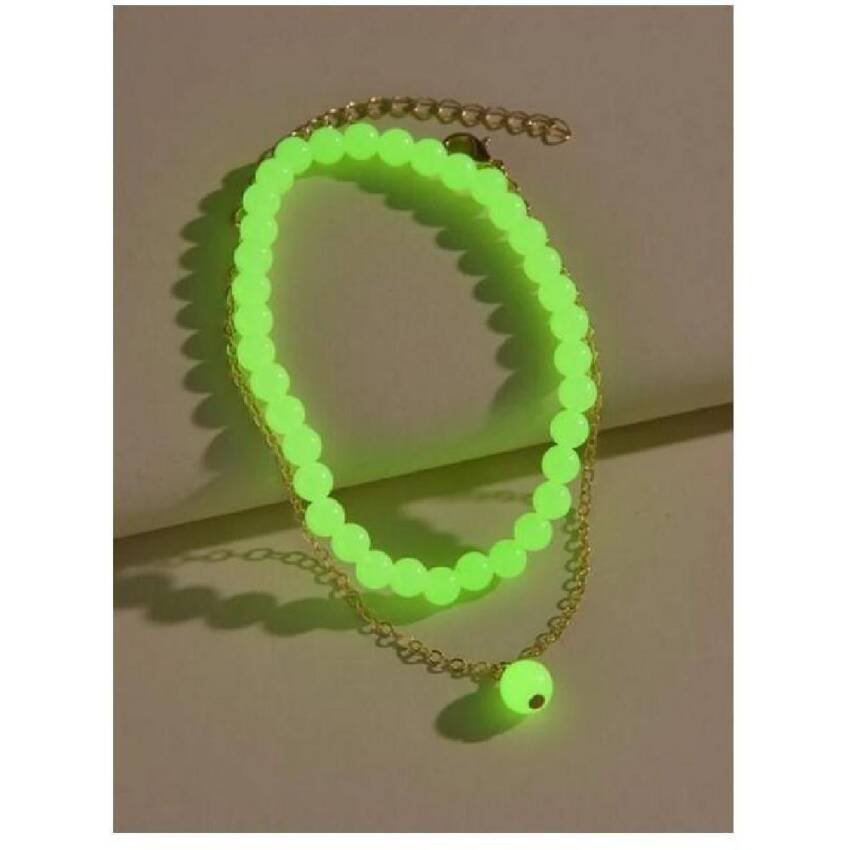Pulsera Tobillera Flourescente brillante 2pcs con dije - Imagen 2