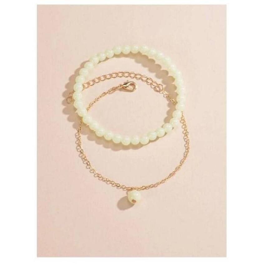 Pulsera Tobillera Flourescente brillante 2pcs con dije - Imagen 3