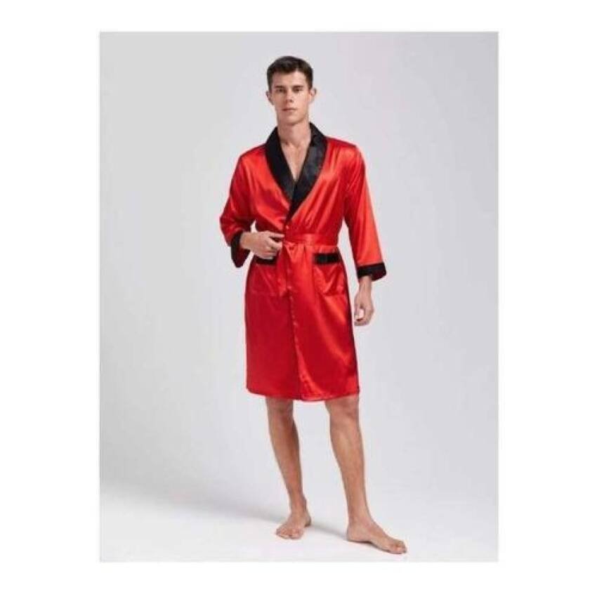 Bata Hombre Satin Seda Camison Kimono Estampado Original - Imagen 7