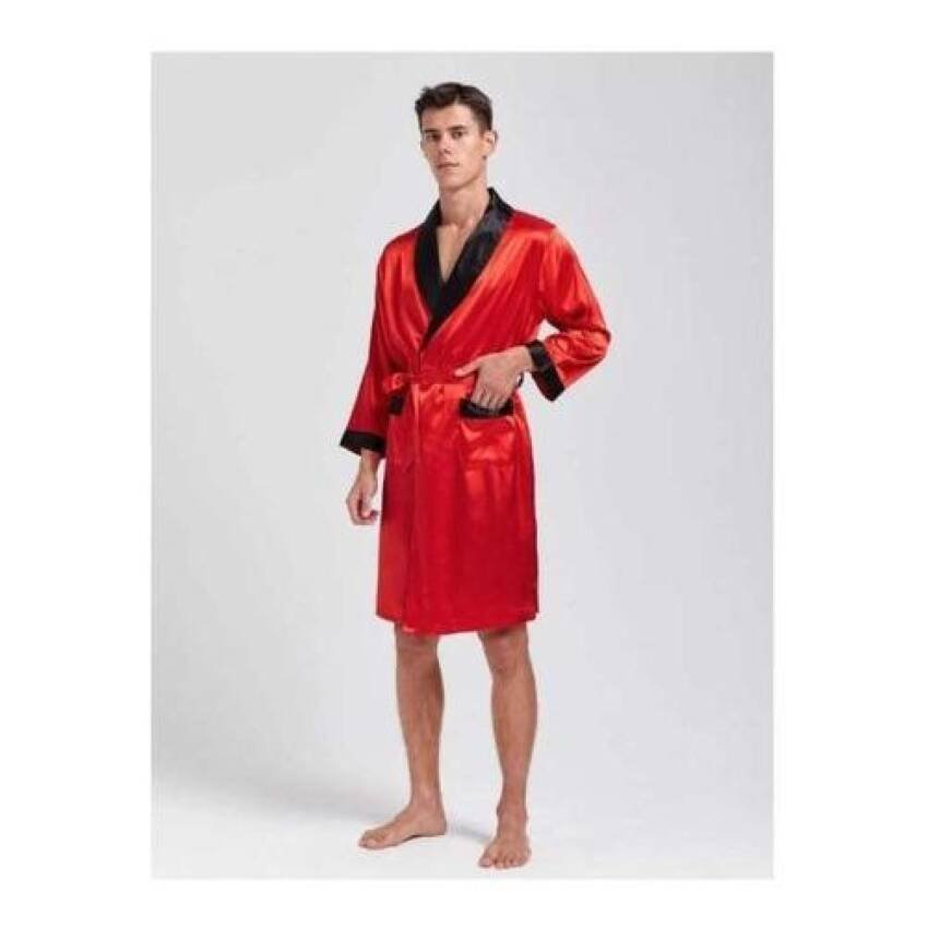 Bata Hombre Satin Seda Camison Kimono Estampado Original - Imagen 8