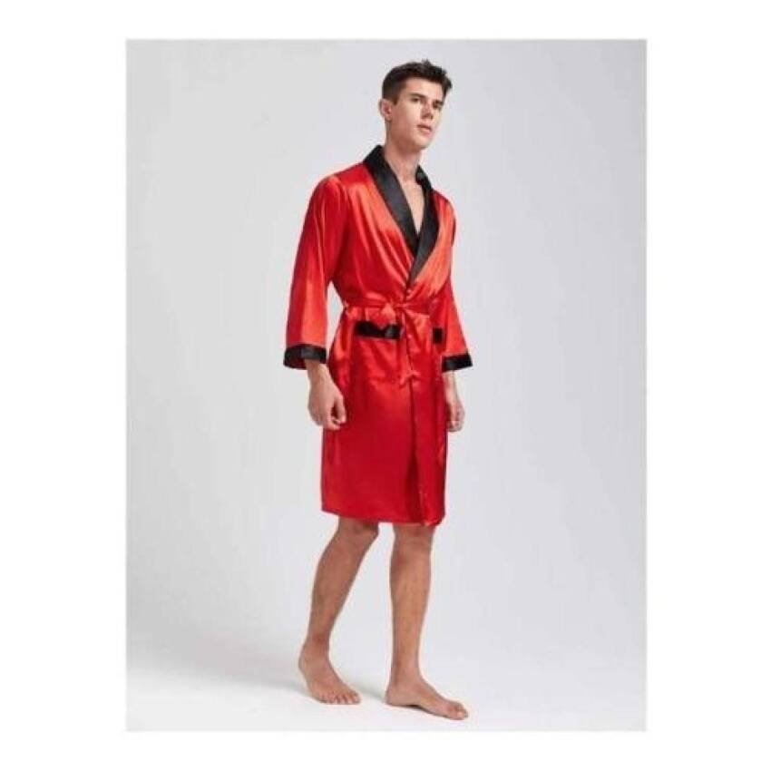 Bata Hombre Satin Seda Camison Kimono Estampado Original - Imagen 10