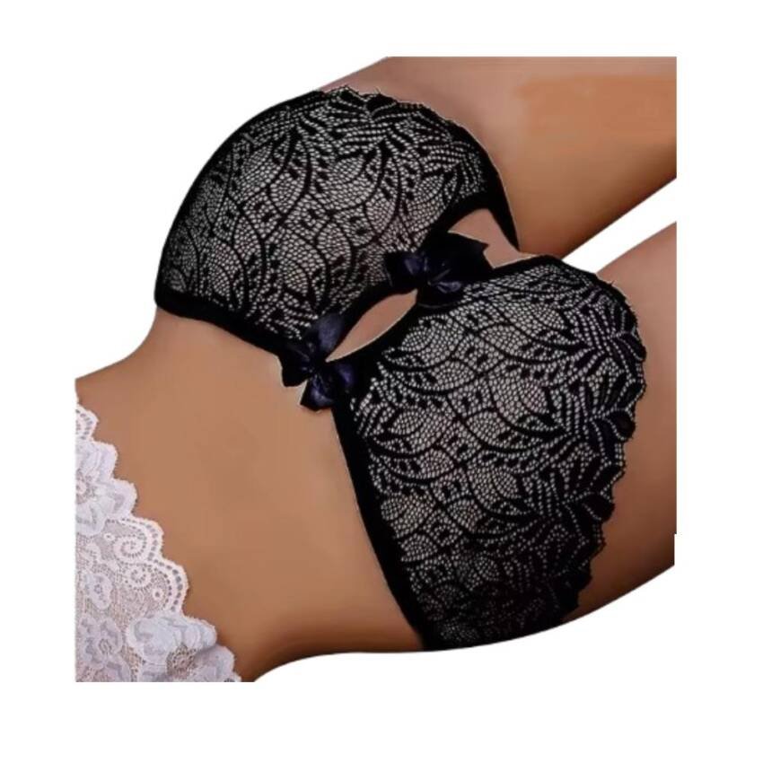 Calzones Sexy Negros Abiertos Lencería Encaje Bragas - Imagen 3
