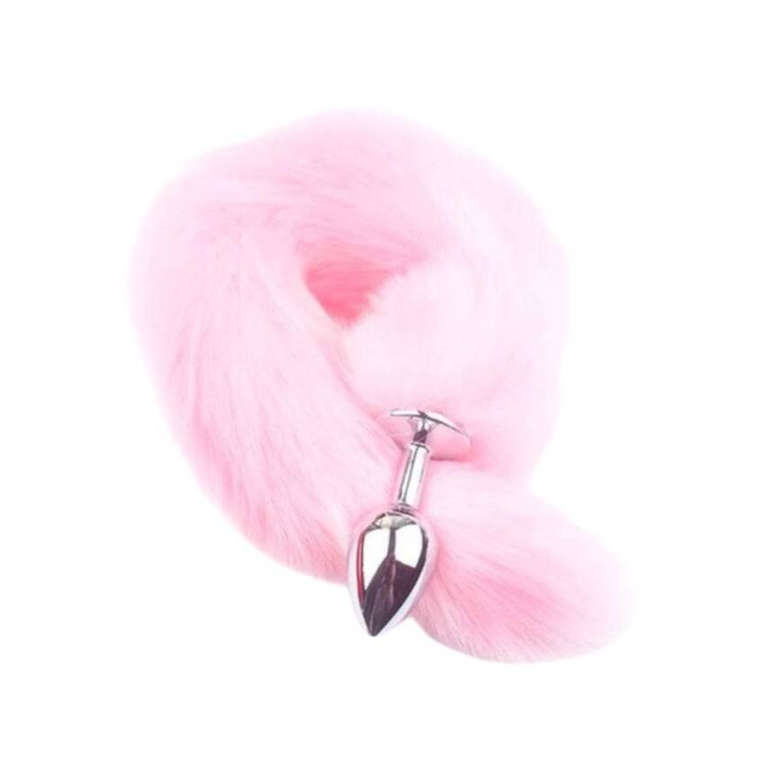Plug Dilatador Anal Cola Zorro Rosa Sexo Con Luz Led