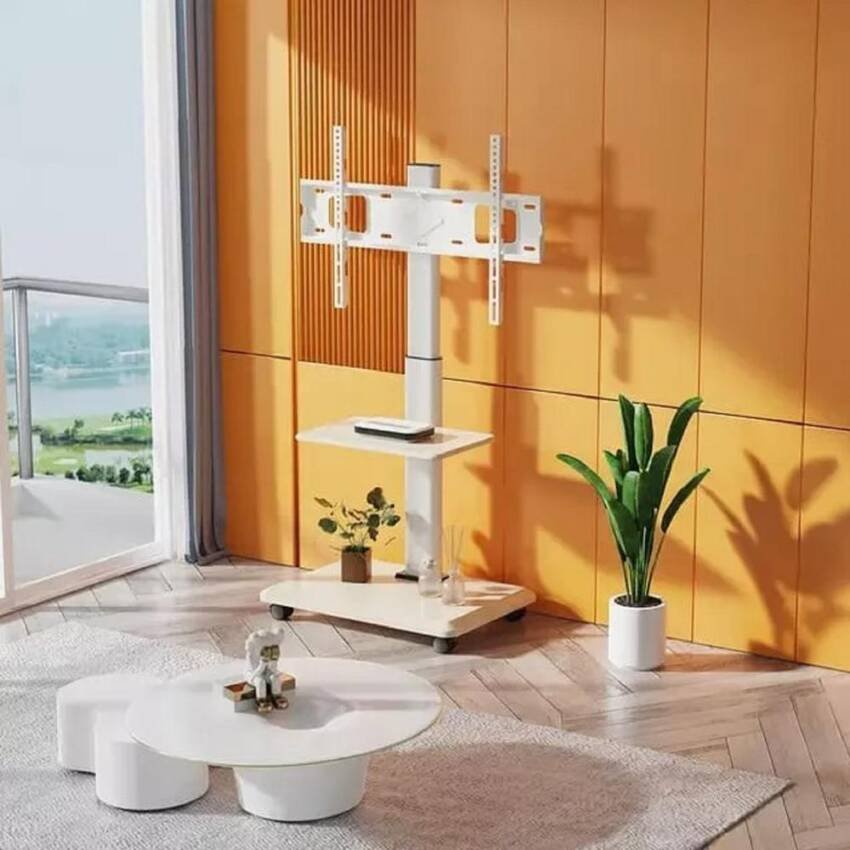 Soporte base TV con ruedas tipo Pedestal rack 32" a 70" - Blanco - Imagen 3