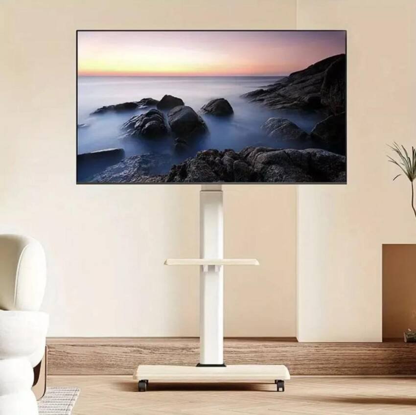 Soporte base TV con ruedas tipo Pedestal rack 32" a 70" - Blanco - Imagen 8