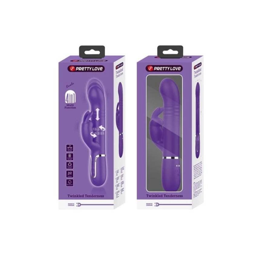 Vibrador Conejo con Empuje y Perlas Vibratorias Giratorias