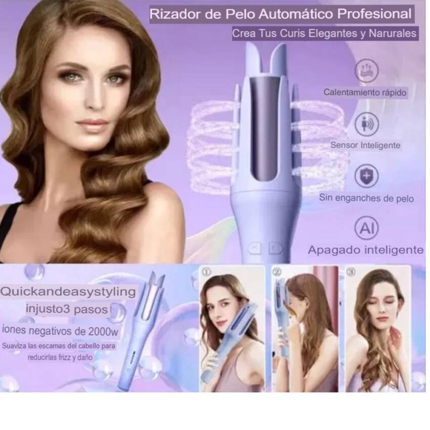 Rizador Automático Giratorio 360° con Control de Temperatura - Rosado - Imagen 7