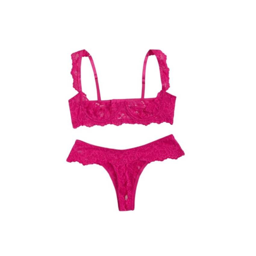Lencería Ropa Interior Sexy con encaje de contraste aros 2pz - Imagen 7