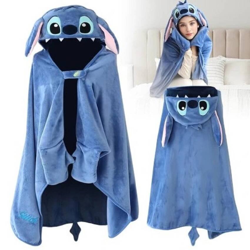 Manta Anime con Capucha Suave para Siesta y Descanso - Azul - Imagen 3