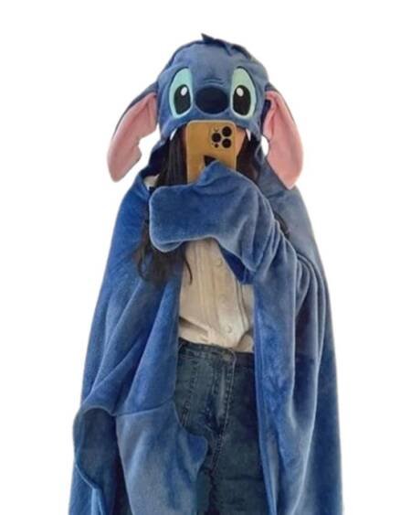 Manta Anime con Capucha Suave para Siesta y Descanso - Azul
