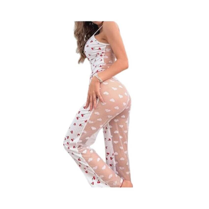 Pijama Sexy Lencería 2Piezas Encaje Malla Transparente Mujer - Imagen 13