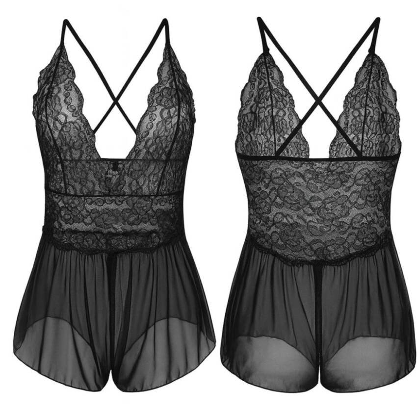 Lenceria Erotica De Encaje Babydolls Completo con abertura Entrepierna - Imagen 11