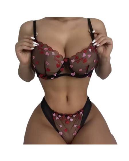 Conjunto Lenceria Transparente Sensual Calzon Y Sosten Sexy