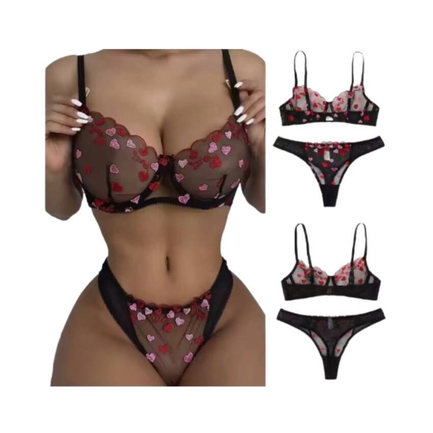Conjunto Lenceria Transparente Sensual Calzon Y Sosten Sexy - Imagen 2