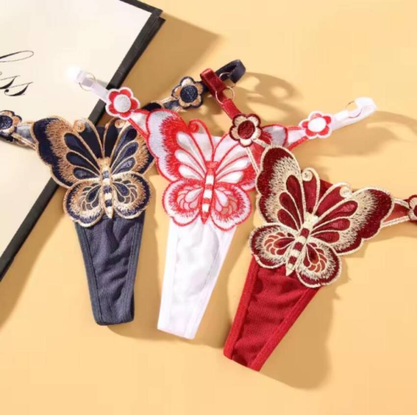 Colaless Bordado Mariposa, Cinta Ajustable Lenceria Exotica - Imagen 12