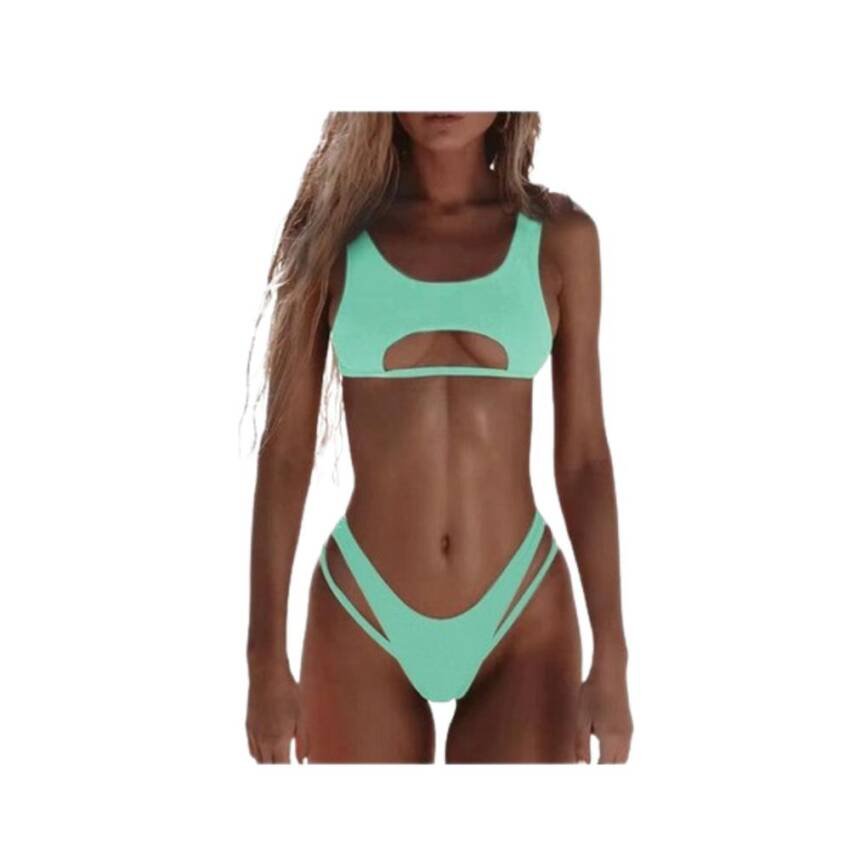 Traje De Baño Bikini Corte Alto Ahuecado Sexy 2 Piezas 2022 - Imagen 10