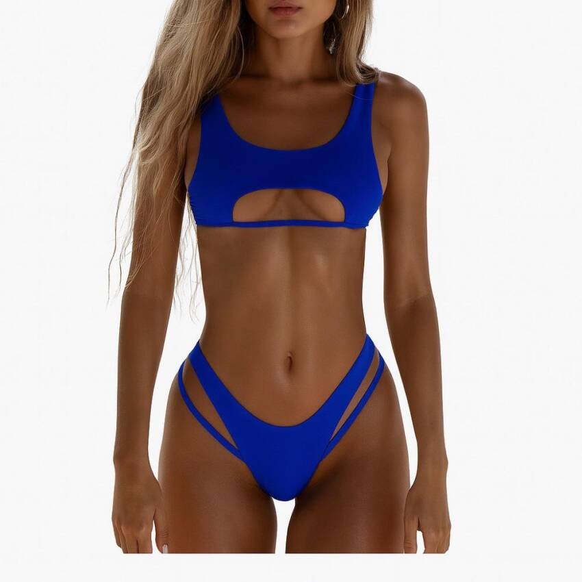 Traje De Baño Bikini Corte Alto Ahuecado Sexy 2 Piezas 2022 - Imagen 13