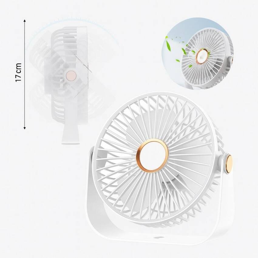 Ventilador de Escritorio Portátil USB con Luz Recargable 17 cm - Imagen 2