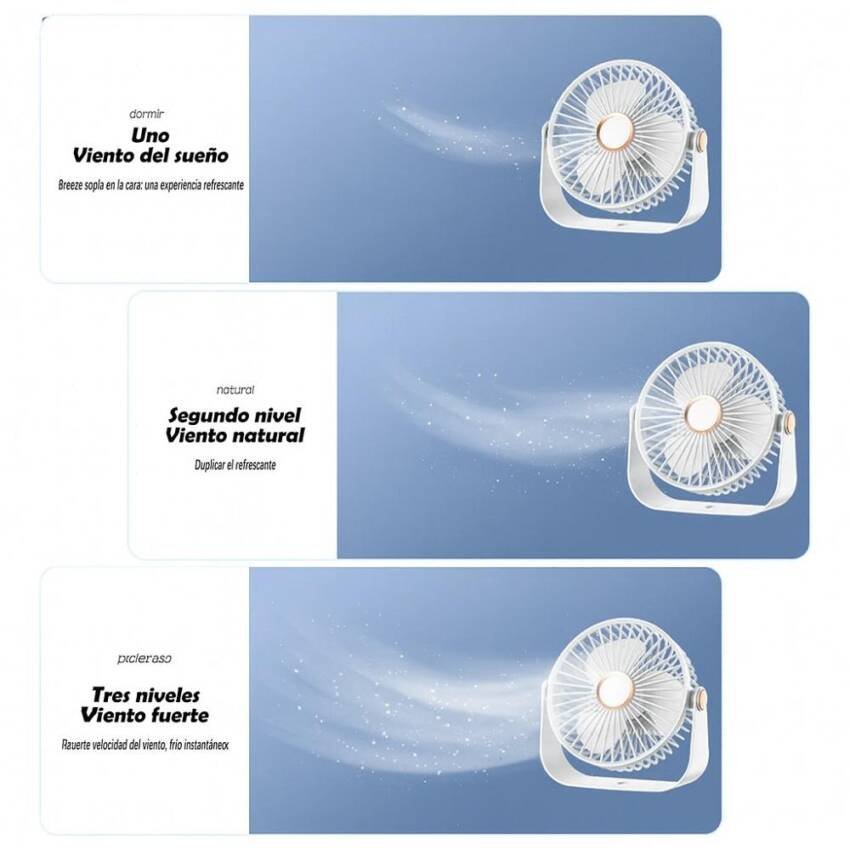 Ventilador de Escritorio Portátil USB con Luz Recargable 17 cm - Imagen 5