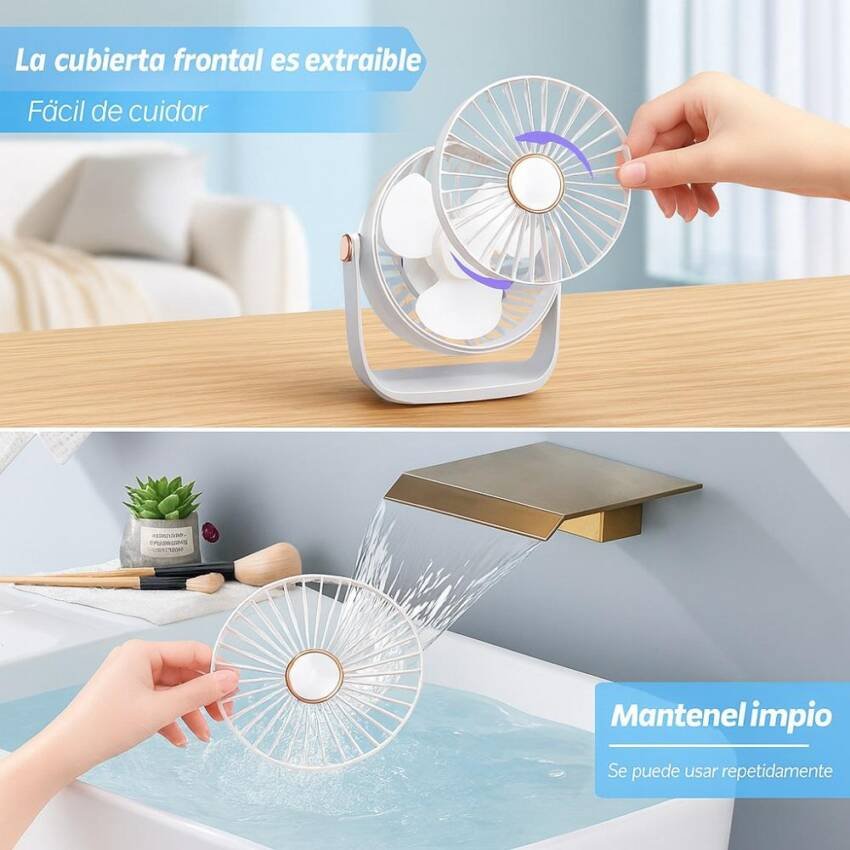 Ventilador de Escritorio Portátil USB con Luz Recargable 17 cm - Imagen 8