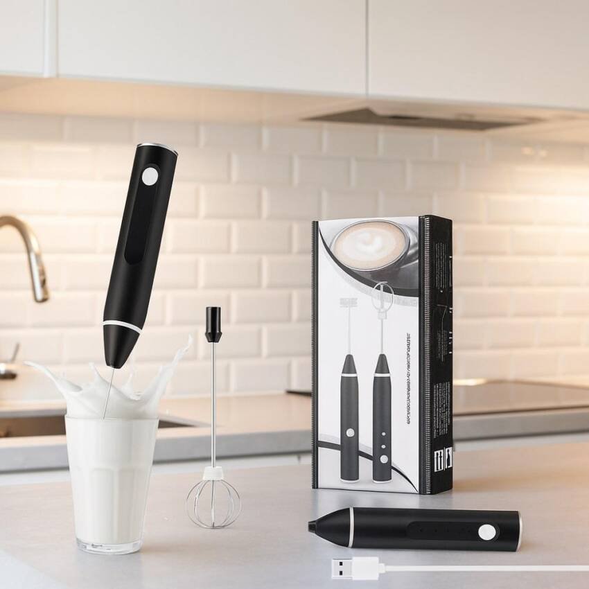 Mini Batidor Revolvedor De Café Y Espuma Leche Recargable USB - Imagen 4