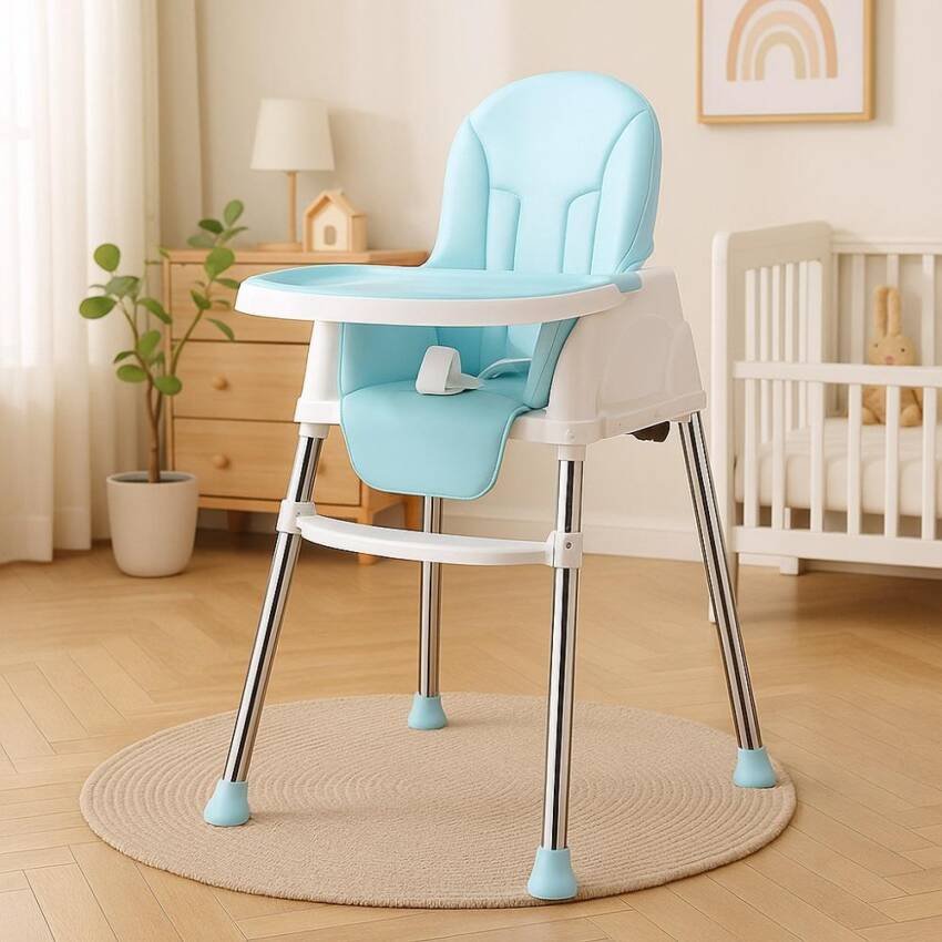 Silla De Comer Para Bebés Portátil Con Ruedas Ajustable - Imagen 2
