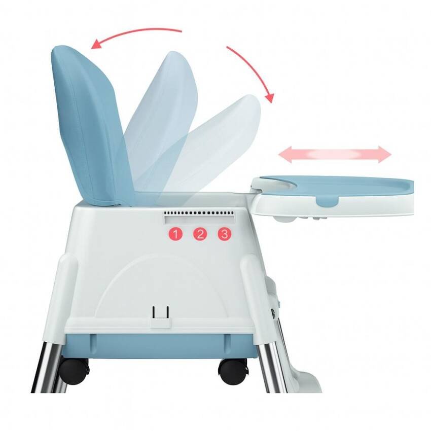 Silla De Comer Para Bebés Portátil Con Ruedas Ajustable - Imagen 6
