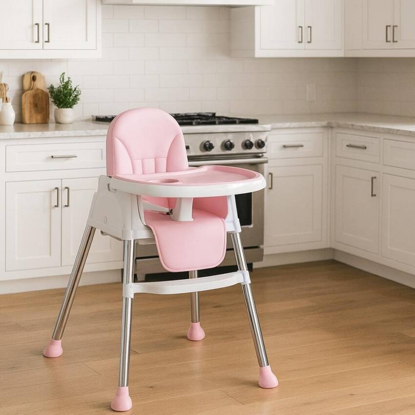 Silla De Comer Para Bebés Portátil Con Ruedas Ajustable - Imagen 8