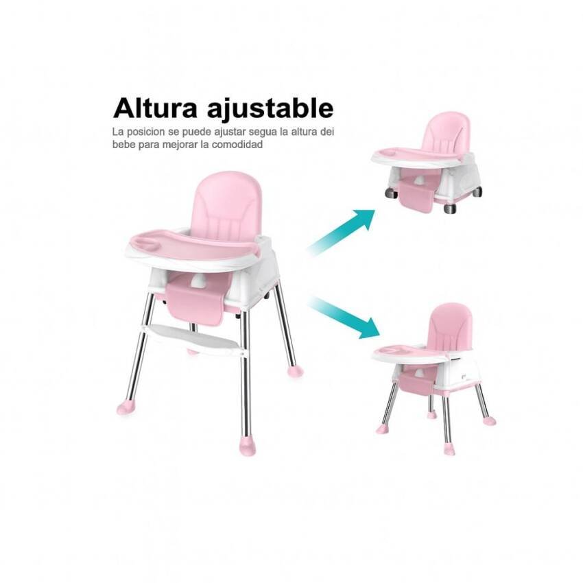 Silla De Comer Para Bebés Portátil Con Ruedas Ajustable - Imagen 12