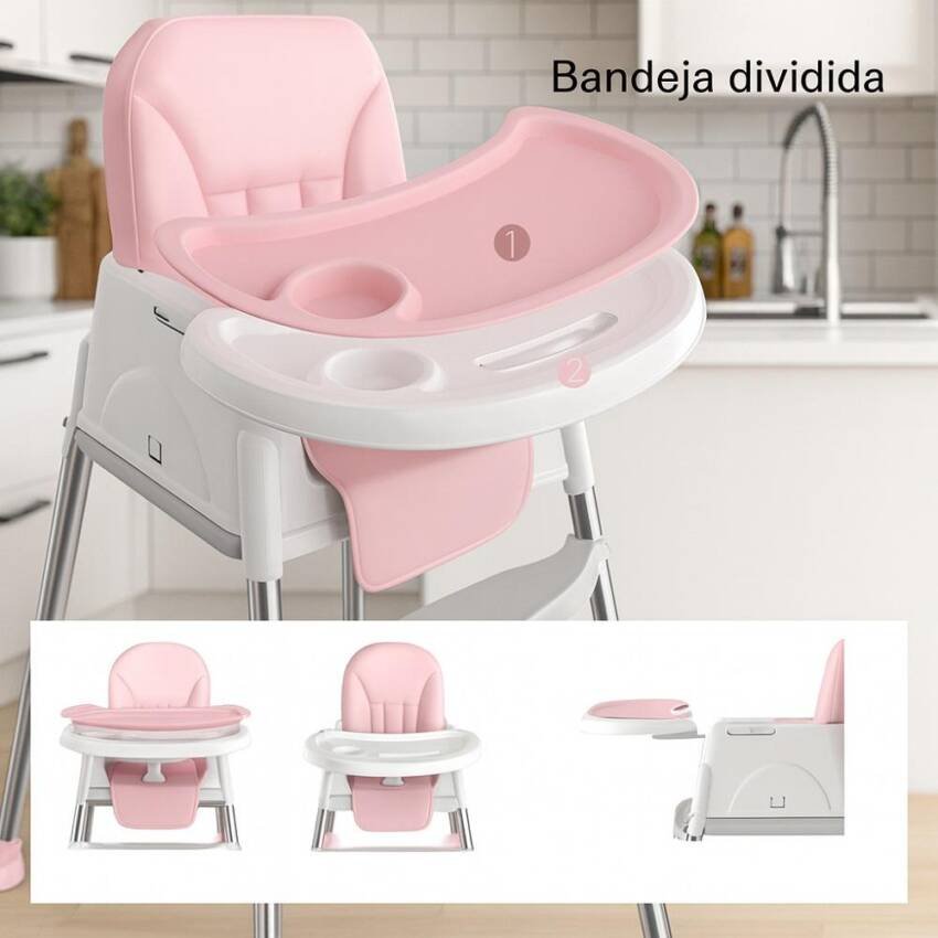 Silla De Comer Para Bebés Portátil Con Ruedas Ajustable - Imagen 11