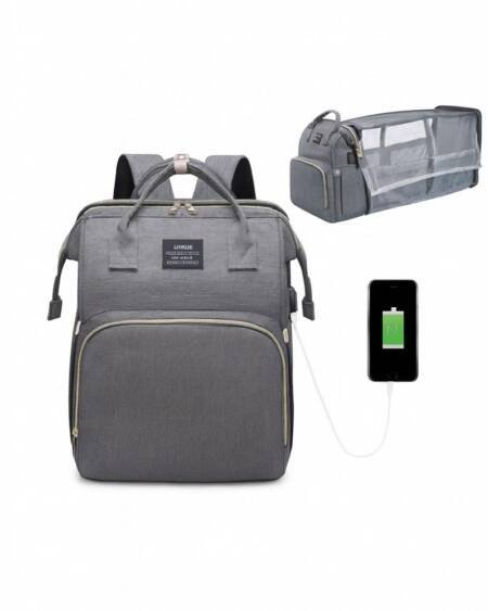 Mochila 3 En 1 Pañalera Cuna Y Mudador Portátil Para Bebés