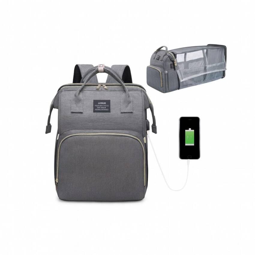 Mochila 3 En 1 Pañalera Cuna Y Mudador Portátil Para Bebés